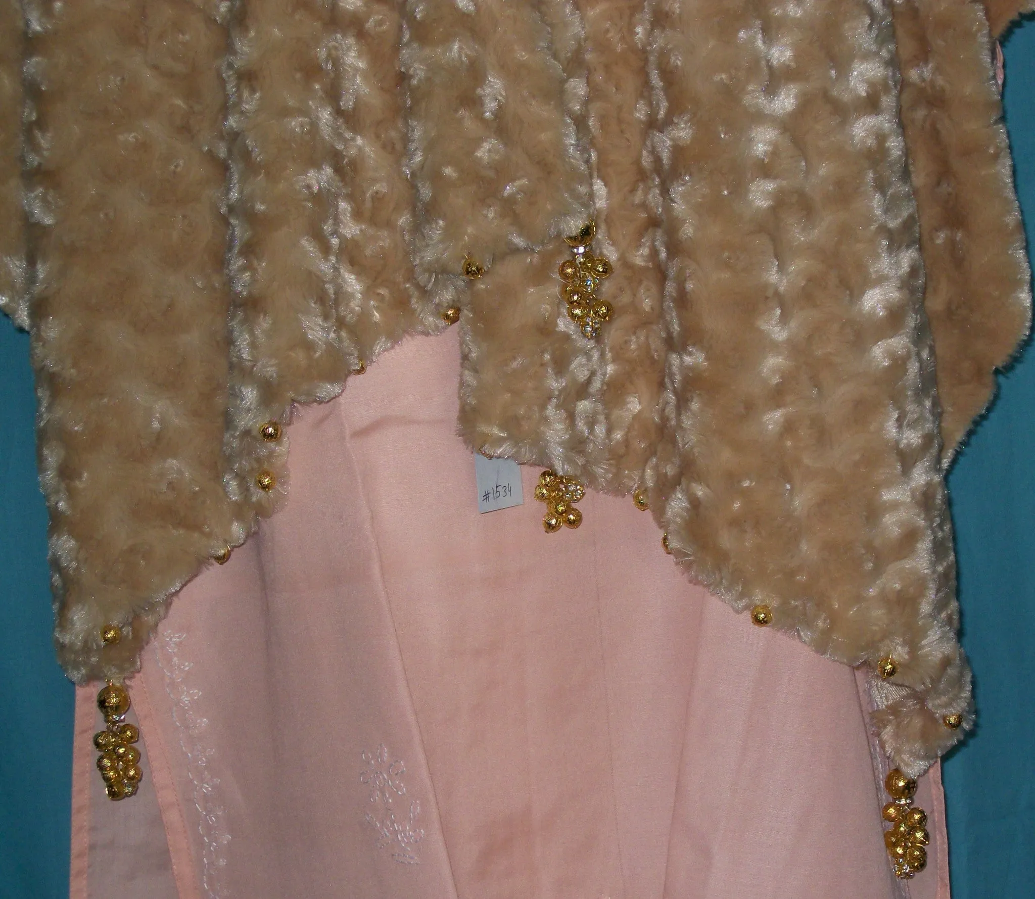 Shawl 1534 Wrap Beige Golden Plush Velvet Shieno Sarees