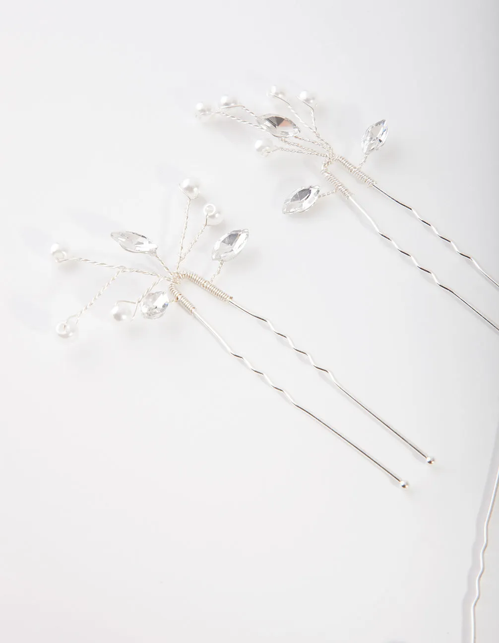 Silver Dainty Navette Hair Pins