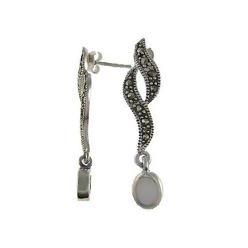 Silver Marcasite & Pearl Earrings