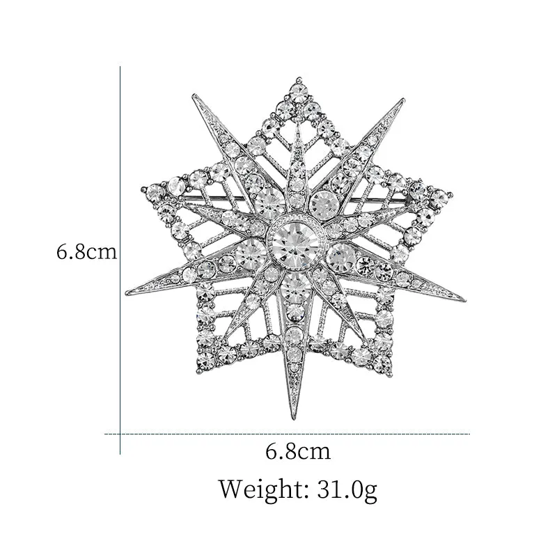 Silver Rhinestone Brooch - Style 25