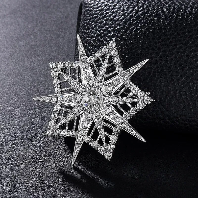 Silver Rhinestone Brooch - Style 25