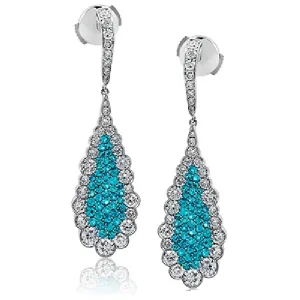 Simon G. Caribbean Blue Paraiba Large Pave Earrings