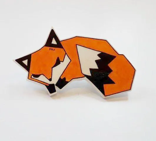 SleepyFox brooch