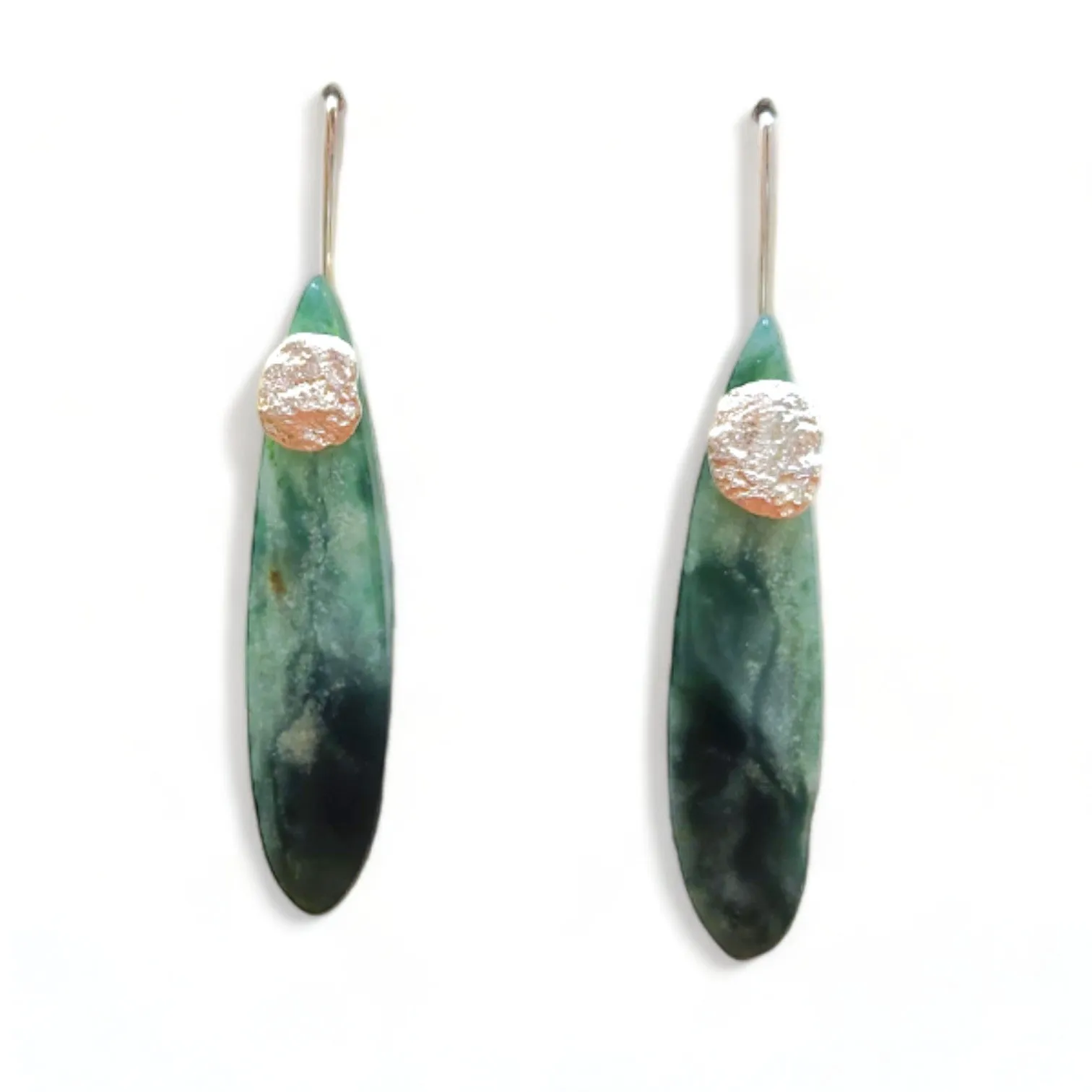 Small Moss Agate and Sterling Earrings