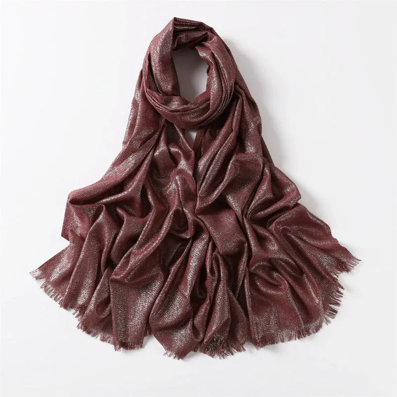 Solid-Colored Women's Shimmer Fringe Shawl Scarves