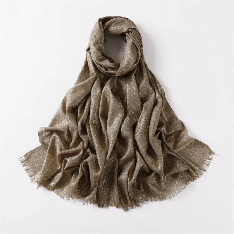 Solid-Colored Women's Shimmer Fringe Shawl Scarves