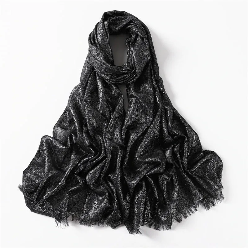 Solid-Colored Women's Shimmer Fringe Shawl Scarves