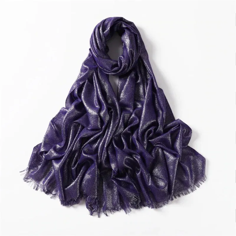 Solid-Colored Women's Shimmer Fringe Shawl Scarves