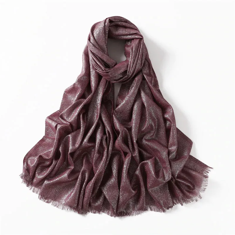 Solid-Colored Women's Shimmer Fringe Shawl Scarves