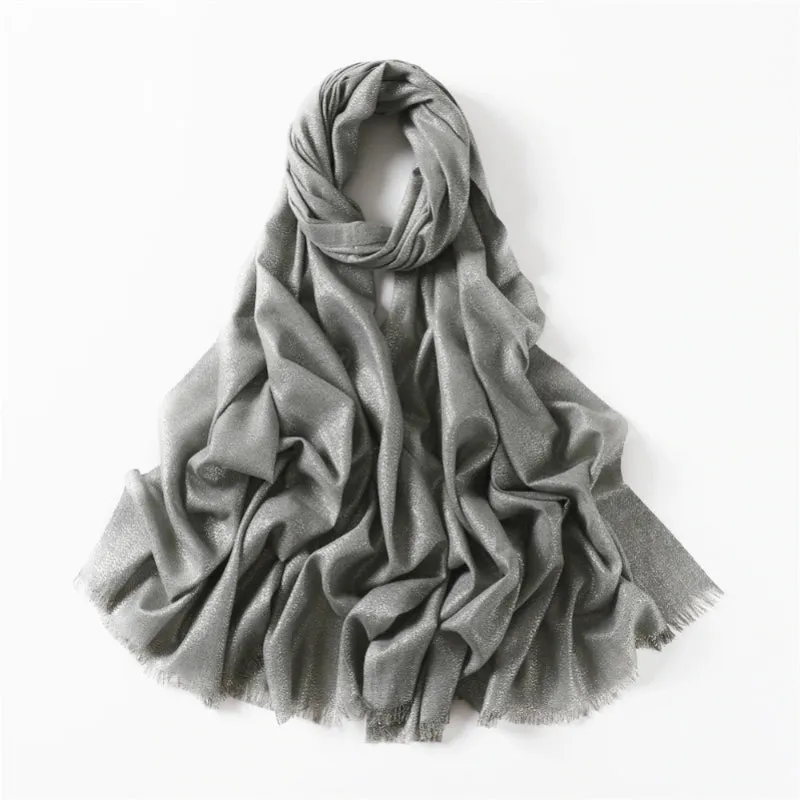 Solid-Colored Women's Shimmer Fringe Shawl Scarves