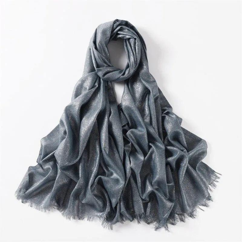 Solid-Colored Women's Shimmer Fringe Shawl Scarves