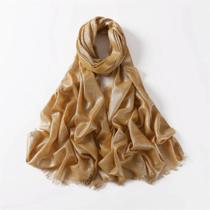 Solid-Colored Women's Shimmer Fringe Shawl Scarves