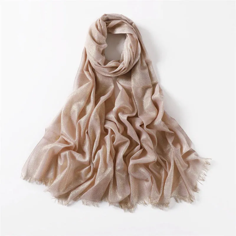 Solid-Colored Women's Shimmer Fringe Shawl Scarves