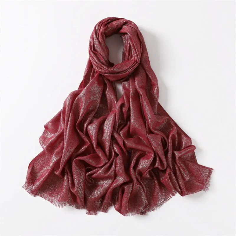 Solid-Colored Women's Shimmer Fringe Shawl Scarves