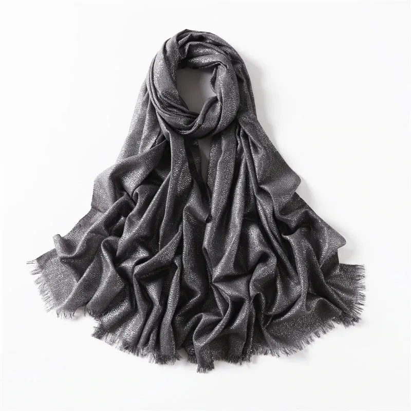 Solid-Colored Women's Shimmer Fringe Shawl Scarves