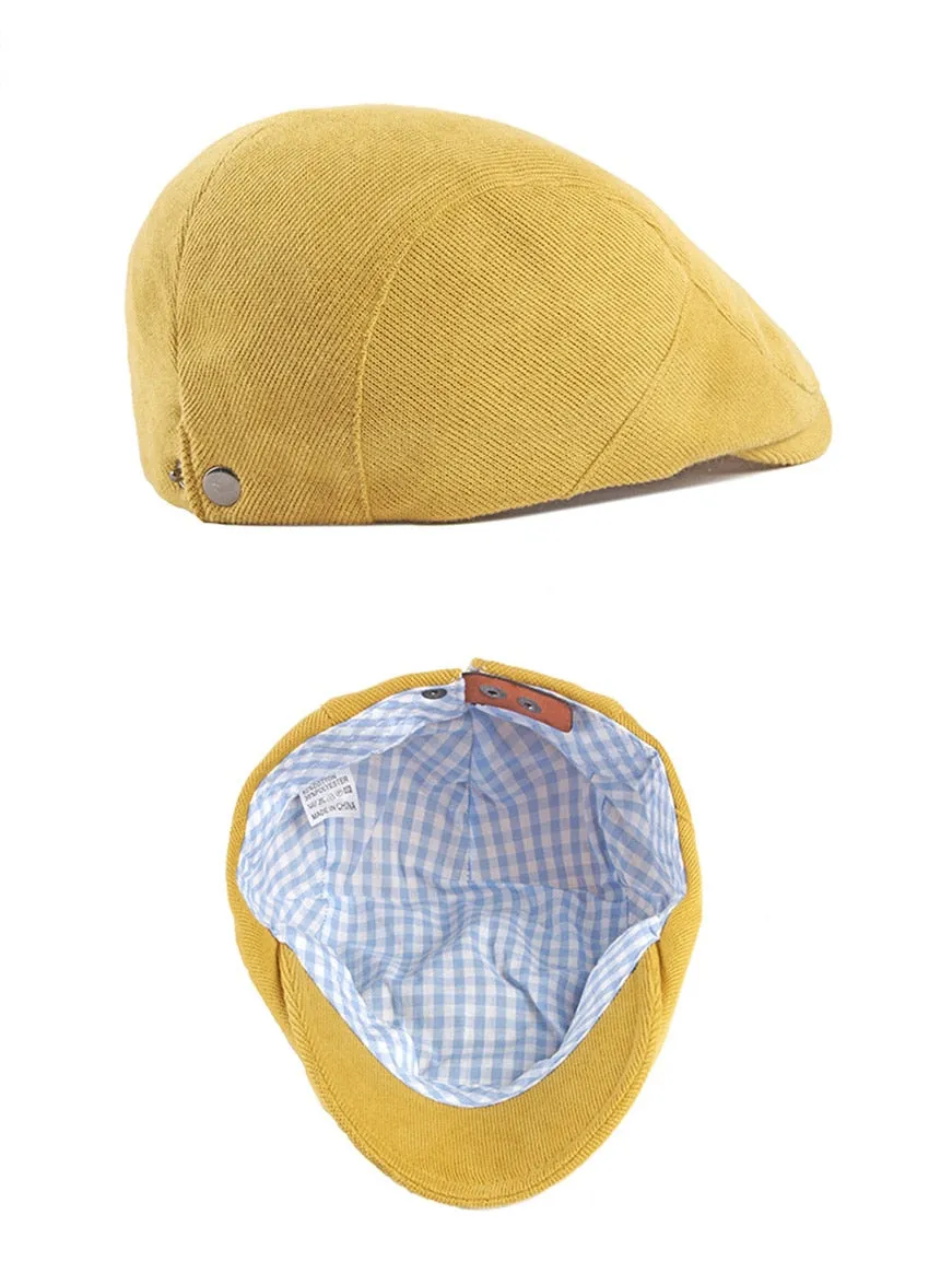 Spring Autumn Men Ladies Casual Fashion Women Beret Ivy Newsboy Solid Yellow Blue Peaked Flat Cap Duckbill Hat