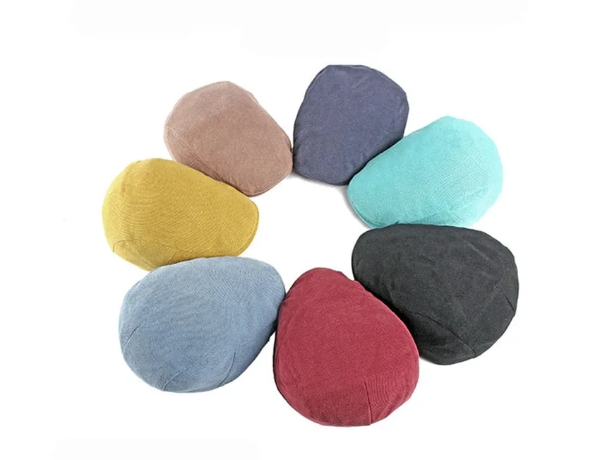 Spring Autumn Men Ladies Casual Fashion Women Beret Ivy Newsboy Solid Yellow Blue Peaked Flat Cap Duckbill Hat