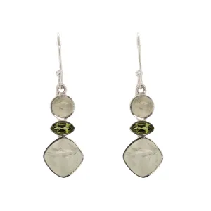 Sterling Silver Prehnite and Peridot Dangle Earrings