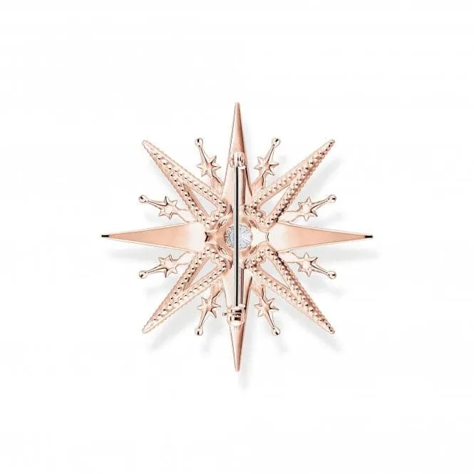 Sterling Silver Rose Gold Plated Pink White Stones Star Brooch X0281-578-14