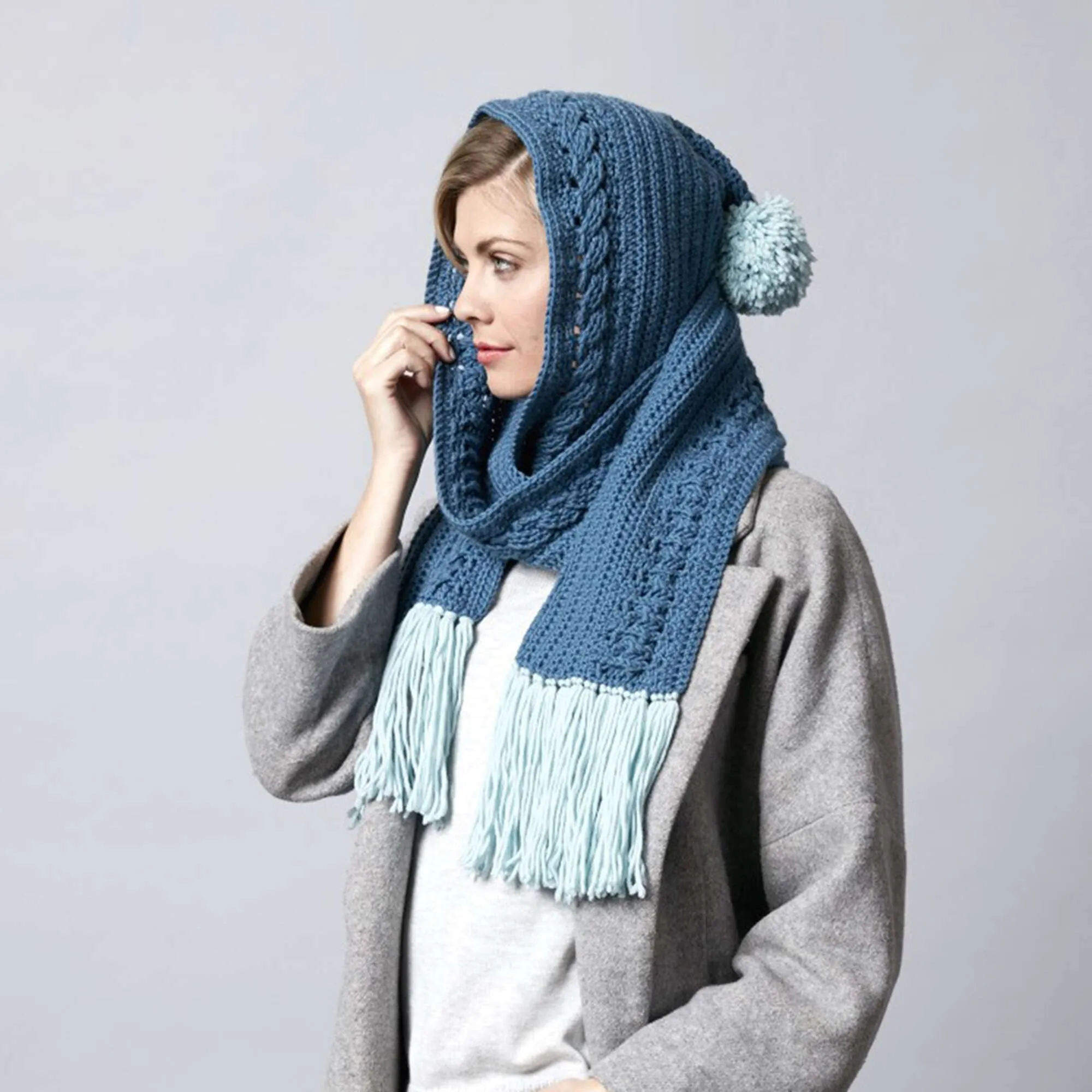 Sugar Bush Hooded Cable Crochet Scarf