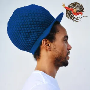 Super Dread Large Blue Dreadlocks Peaked Tam Rasta Cap