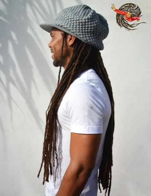 Super Dread Large Grey Dreadlocks Peaked Tam Cap