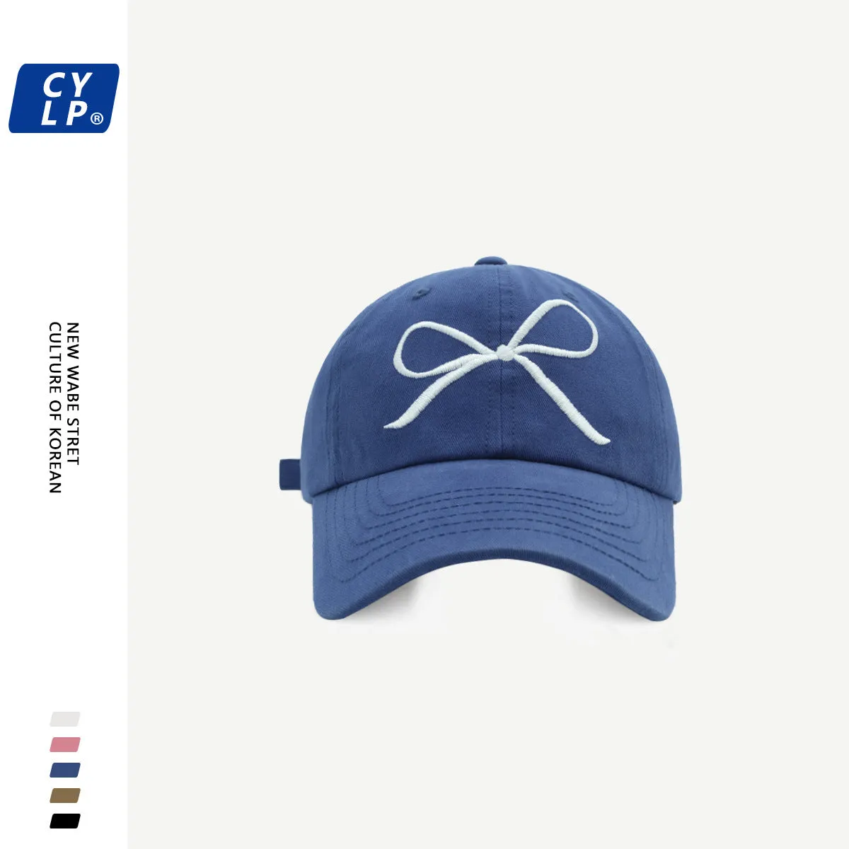 Sweet bow embroidered baseball cap for women spring and summer versatile face-showing small soft-top peaked cap