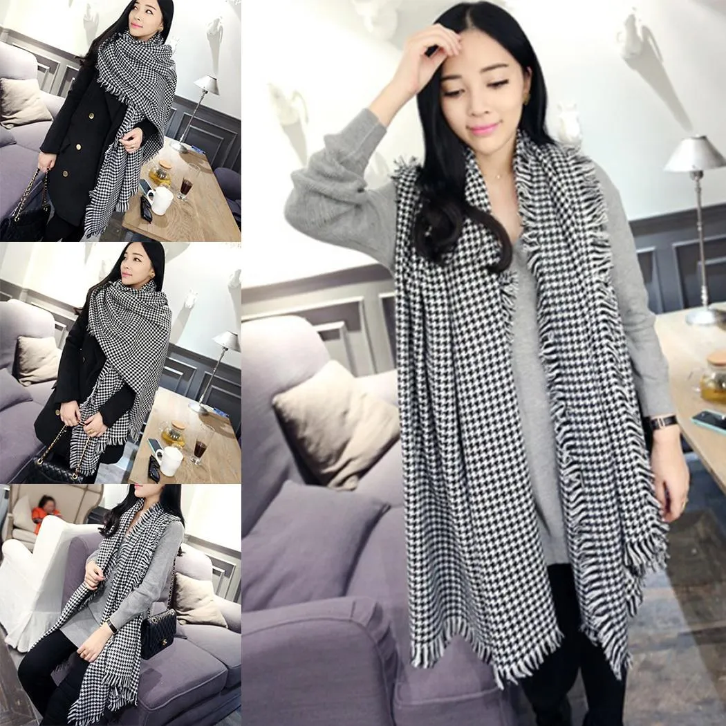 Tassel Plaids Multifunction Winter Fringe Scarf Wrap Unisex Blanket Fall Shawl