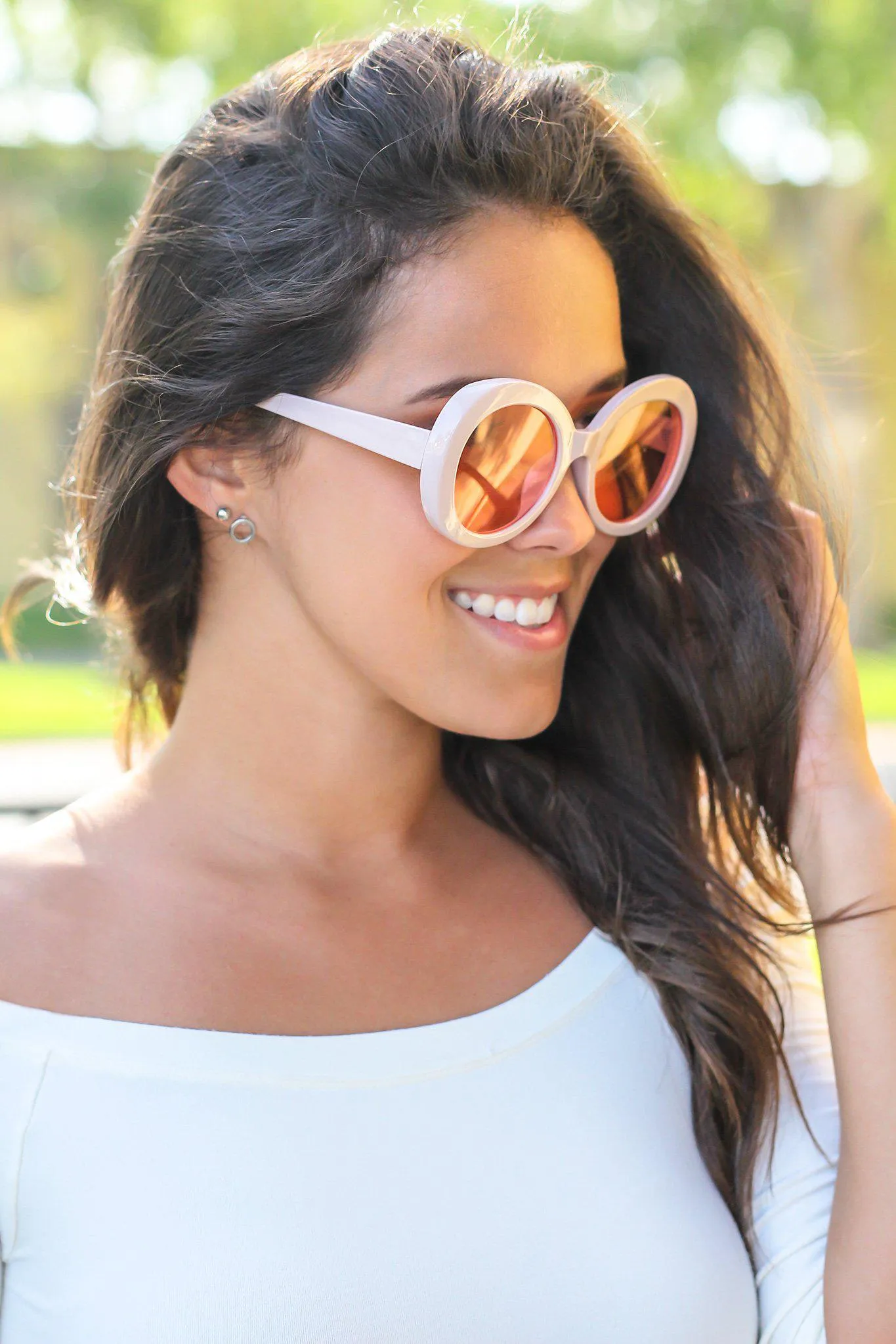 Taupe Round Sunglasses