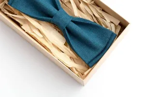 Teal Green Linen Bow Tie - Elegance and Style for Men