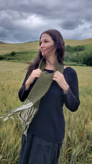 The Meadow Knit Scarf With Lace Fringe, Handknit