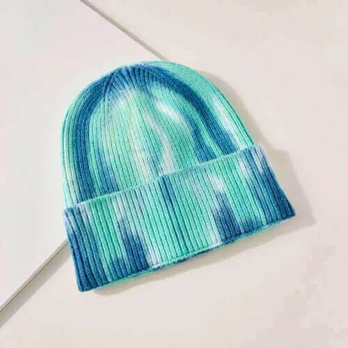 Tie Dye Print Fitted Cuffed Beanie