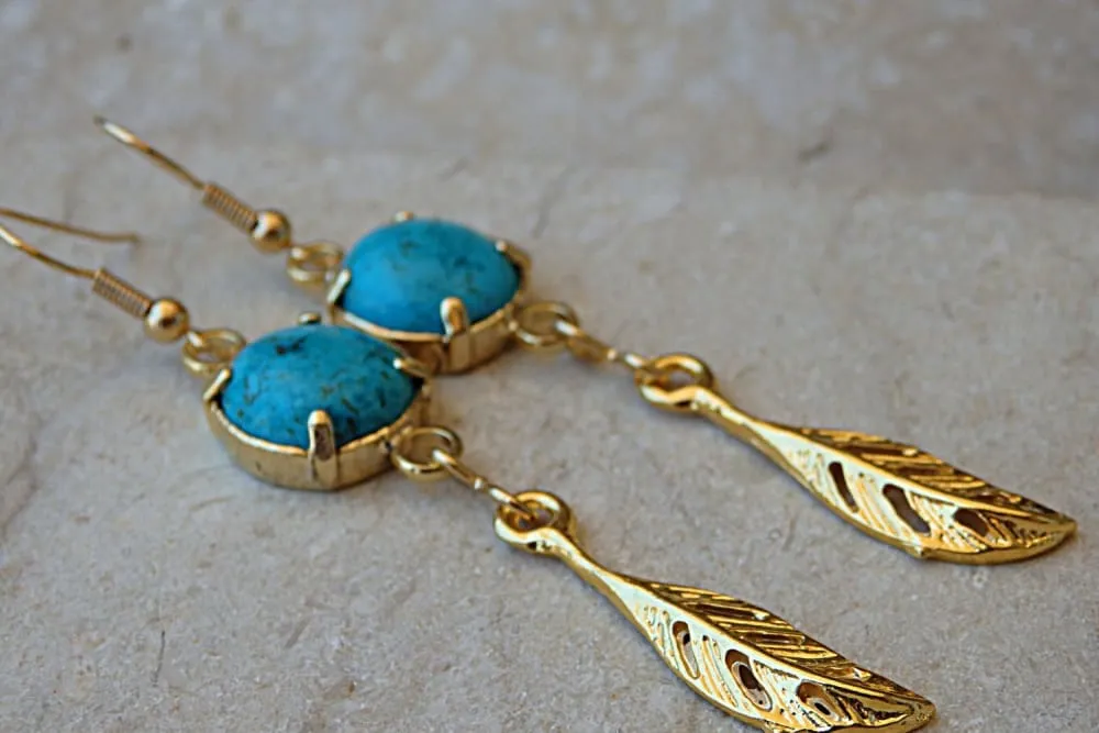 Turquoise gold earrings