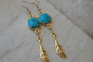 Turquoise gold earrings