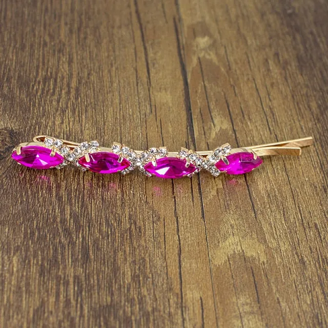 Two Piece Set of Colorful Fashionable Crystal Hair Clips