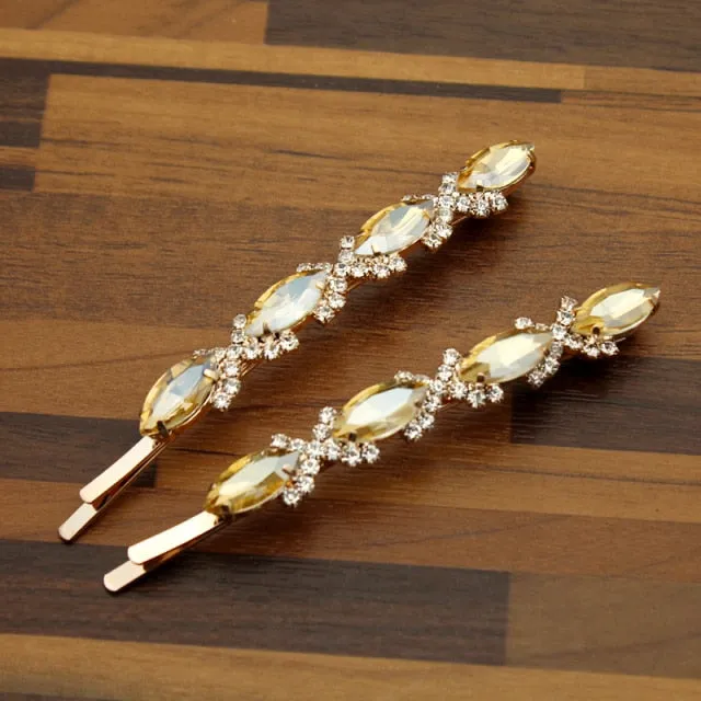 Two Piece Set of Colorful Fashionable Crystal Hair Clips