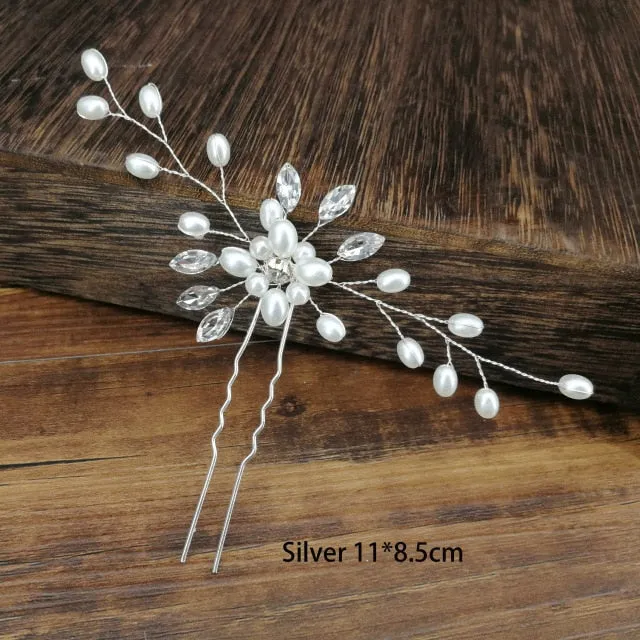 U-shaped Metal Hairpins Simulated Pearl Bridal Tiara Hair Accessories Multiple Combinations