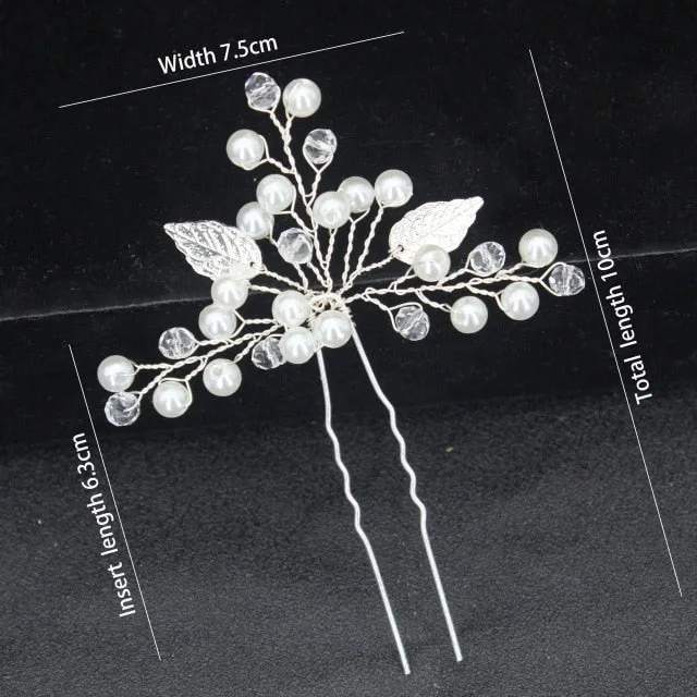 U-shaped Metal Hairpins Simulated Pearl Bridal Tiara Hair Accessories Multiple Combinations