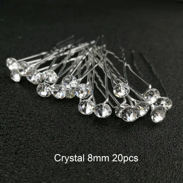 U-shaped Metal Hairpins Simulated Pearl Bridal Tiara Hair Accessories Multiple Combinations