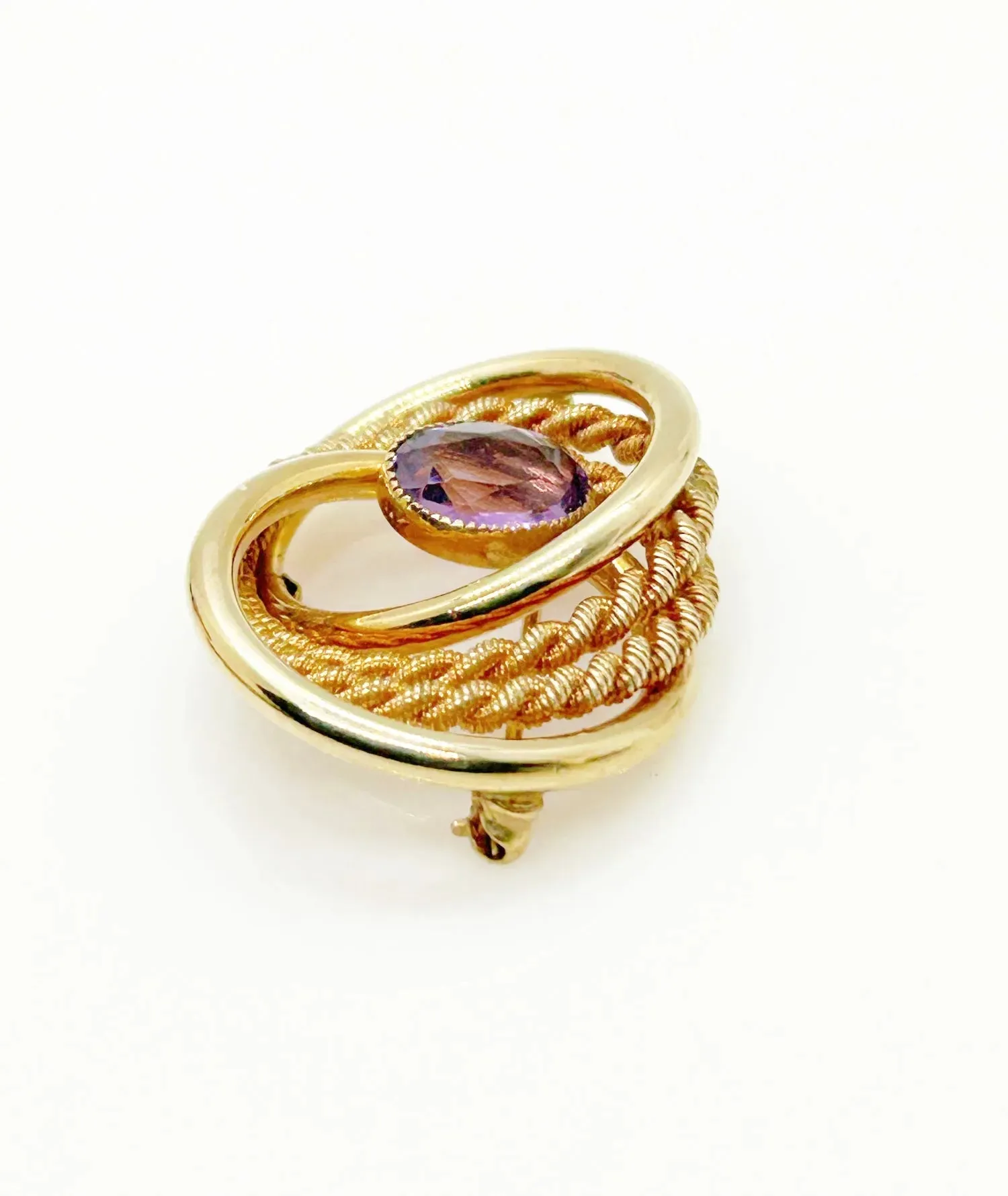 Vintage Van Dell Brooch With Purple Stone, 1/20th 12K