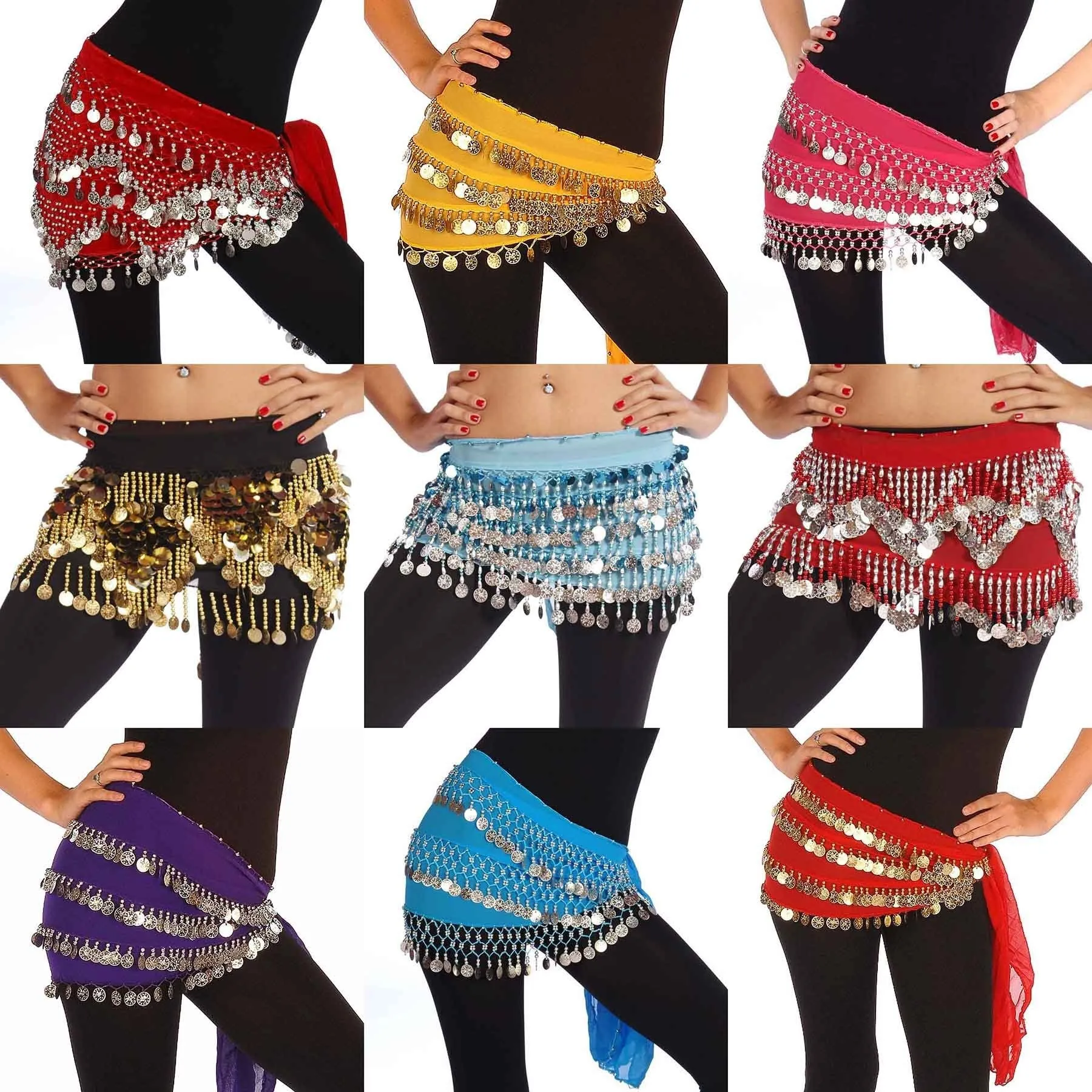 Wholesale Lots of 10 Chiffon Mixed Model Belly Dance Hip Scarf