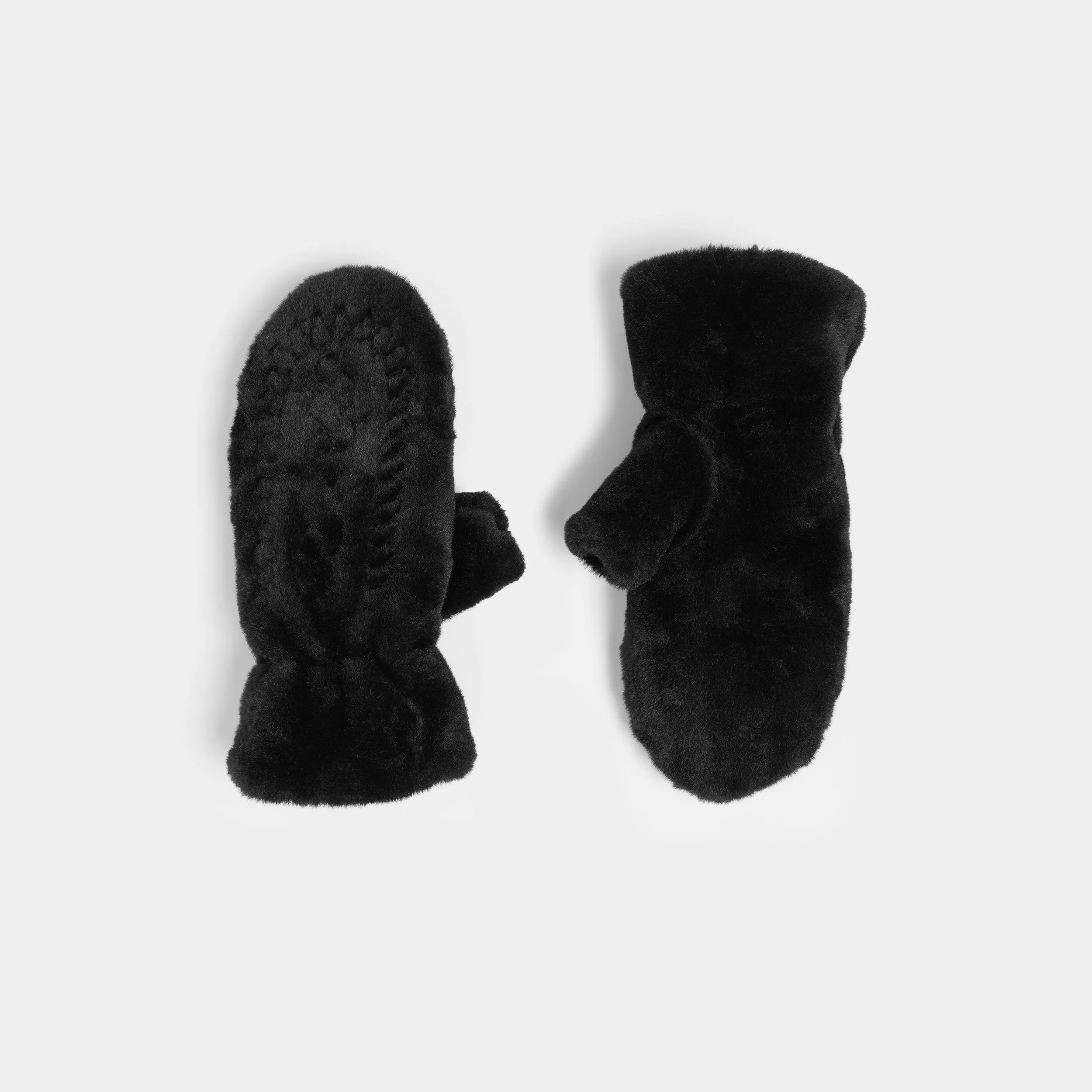 Winter Plush Thumb Free Touchscreen Mittens - Black