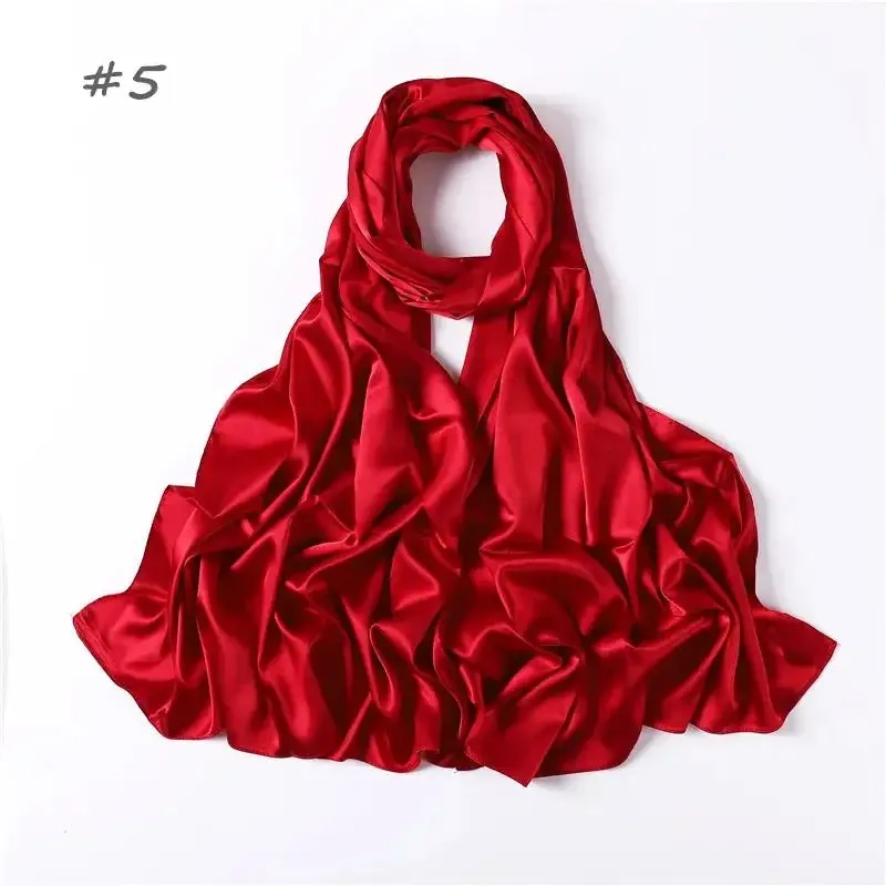 Women Solid Satin Silk Hijab Scarf