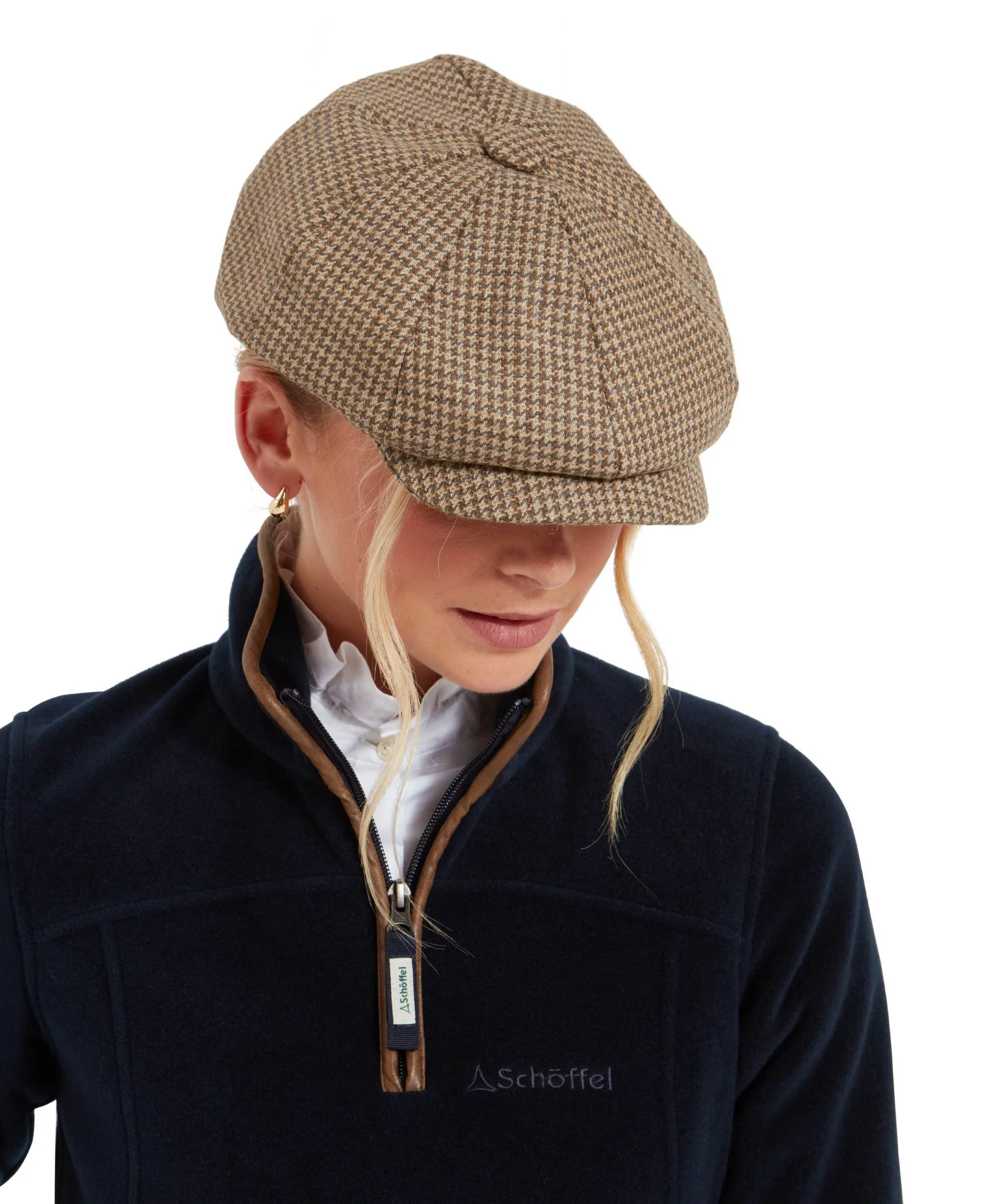 Women's Newsboy Tweed Cap - Houndstooth Tweed