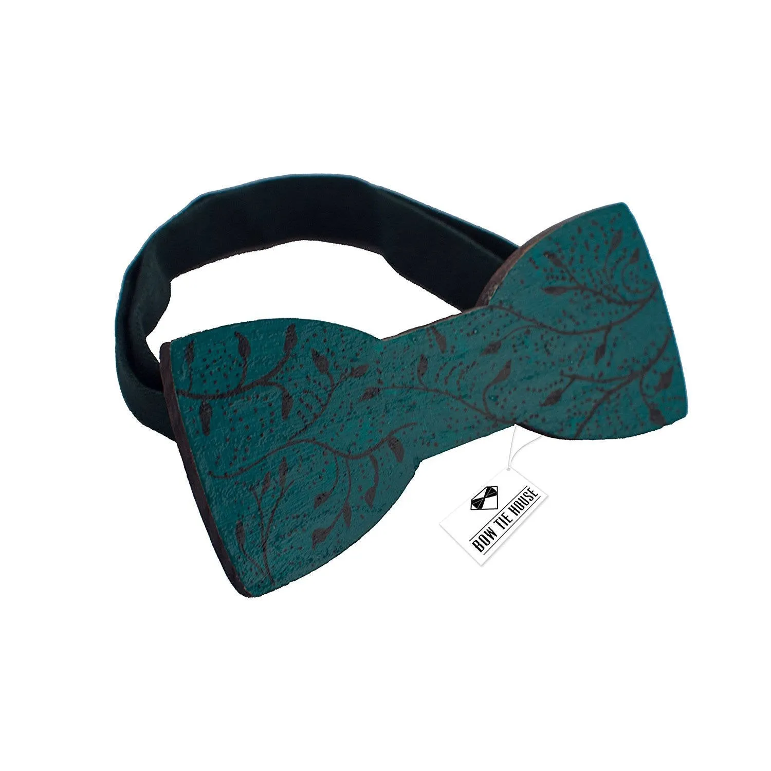 Wooden Green Abstractions Bow Tie