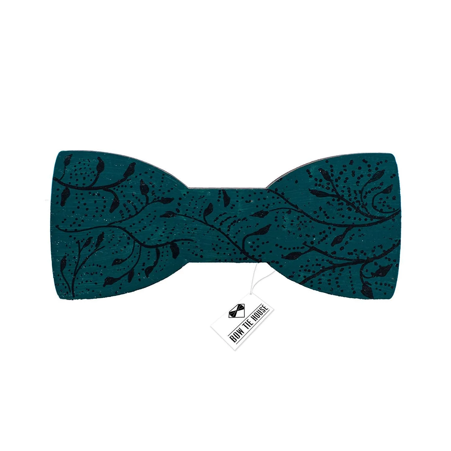 Wooden Green Abstractions Bow Tie