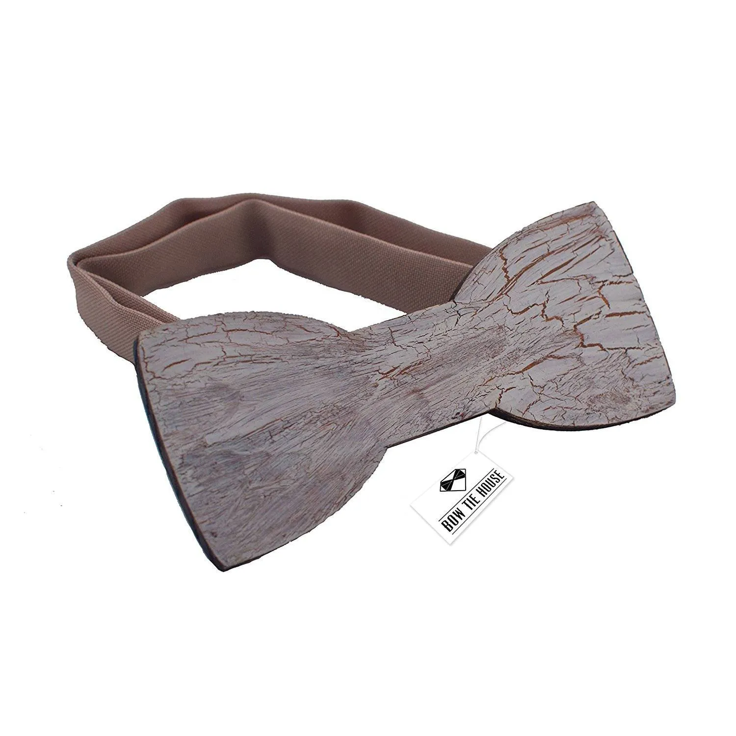 Wooden Ink Cracks White Bow Tie