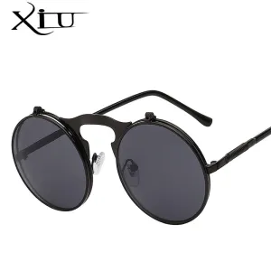 Xiu Brand Flip Up Steampunk Sunglasses Men Round Mens Oem