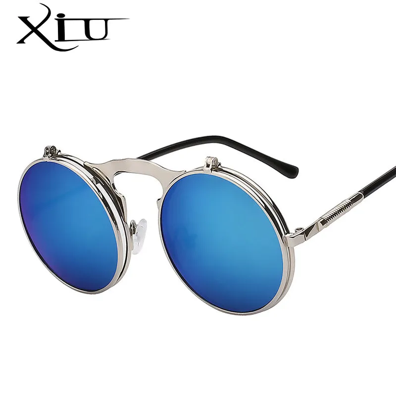 Xiu Brand Flip Up Steampunk Sunglasses Men Round Mens Oem