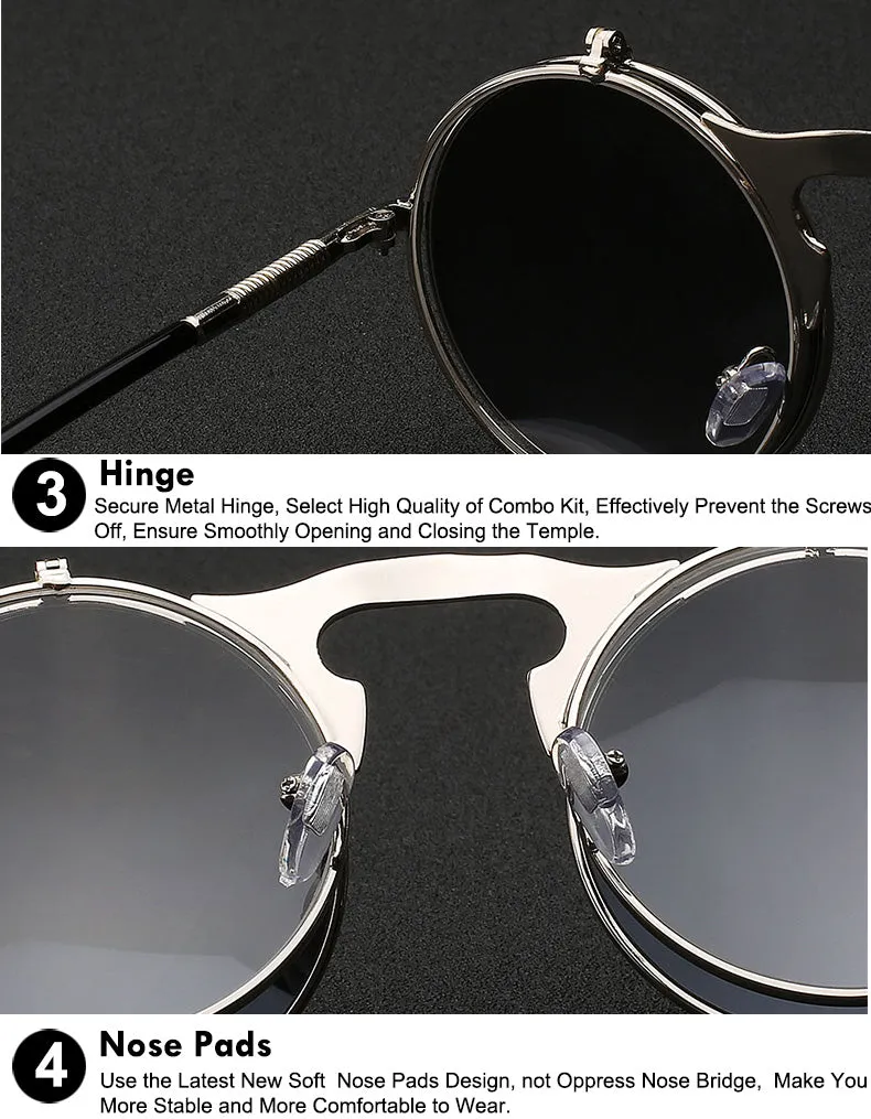 Xiu Brand Flip Up Steampunk Sunglasses Men Round Mens Oem